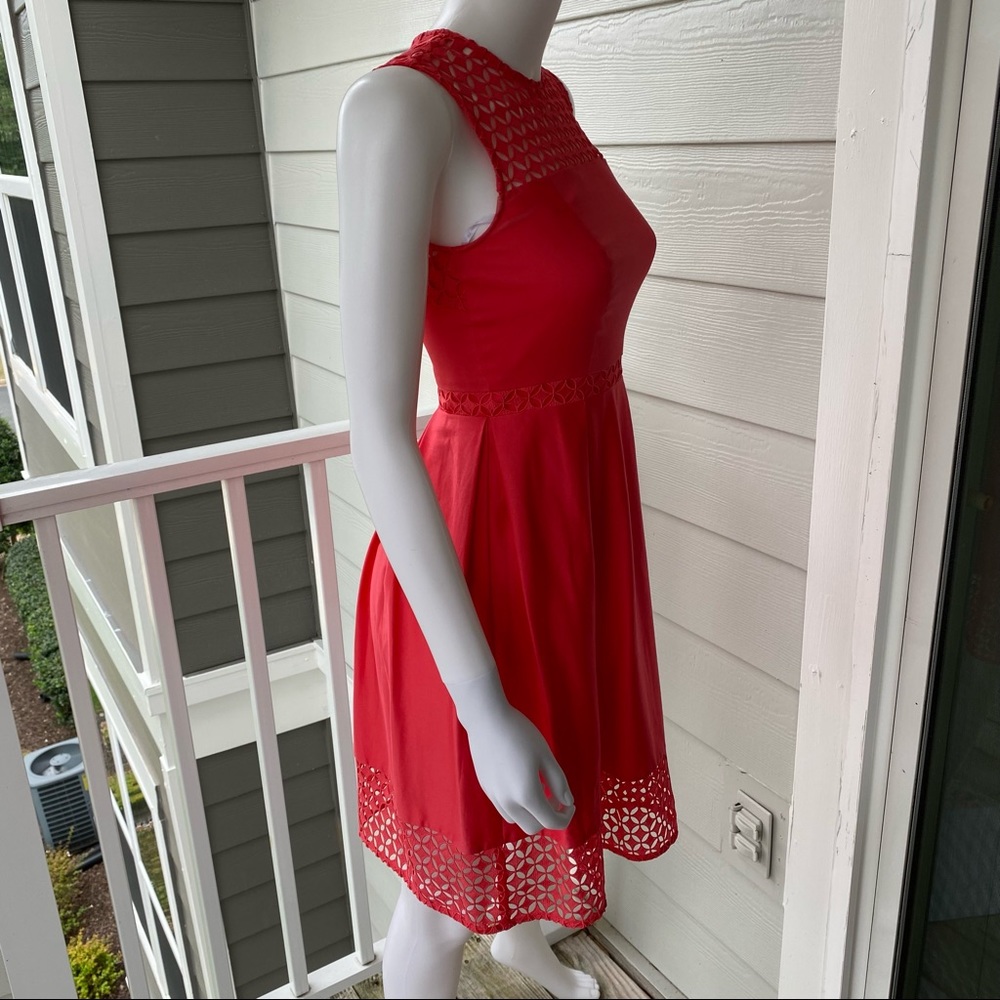 CALVIN KLEIN CORAL SLEEVELESS FIT & FLARE DRESS - Picture 8 of 13